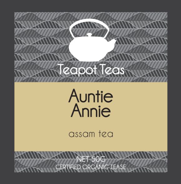 auntie annie_assam tea_teapot teas_label