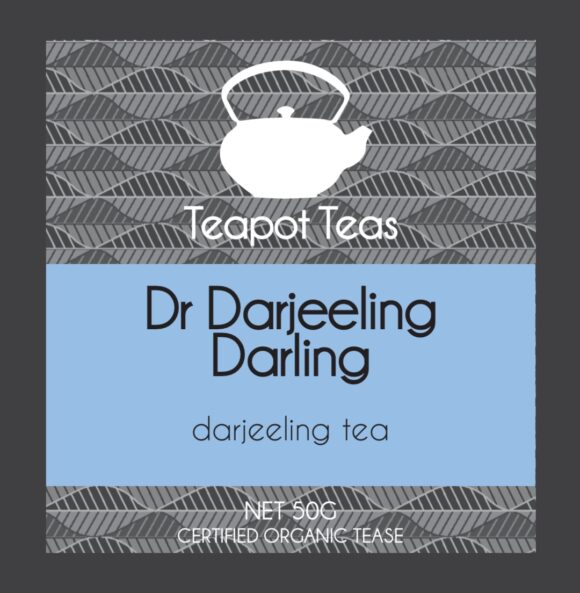 dr darjeeling darling_darjeeling tea_teapot teas_lable