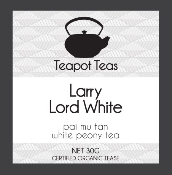 Larry Lord White_white peony tea_teapot teas_label