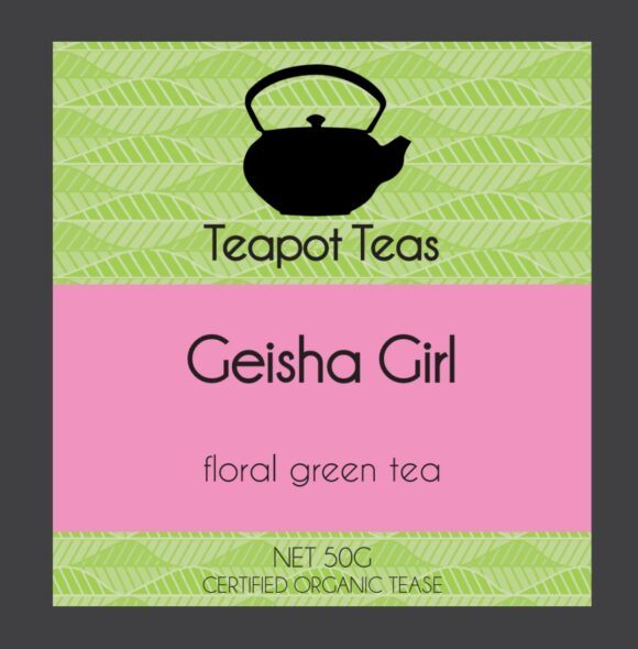 geisha girl_floral green tea_teapot teas_label