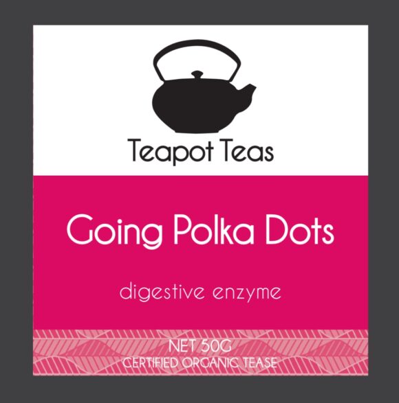 going polka dots_digestive enzyme_teapot teas_label