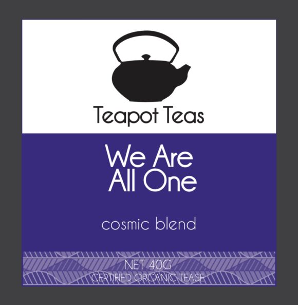 we are all one_cosmic blend_teapot teas_label
